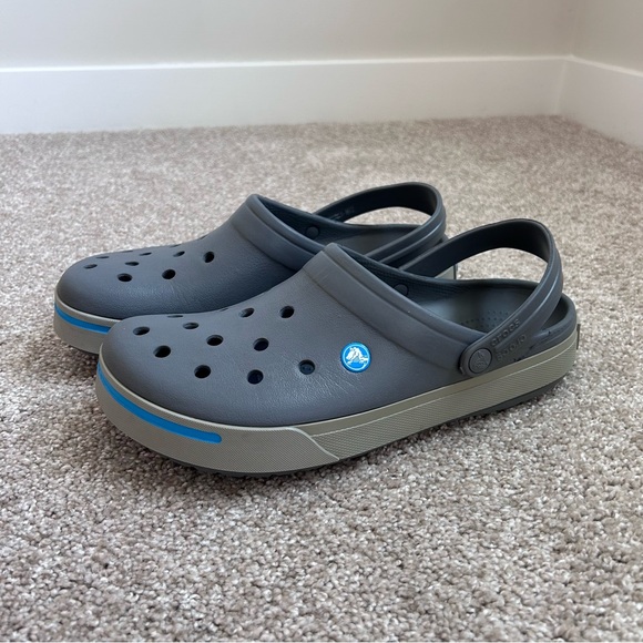 Crocs Crocband Clogs Mens Size 11 Dark Grey Blue Sporty Comfort Sandals Shoes - Picture 2 of 10